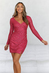 Zoe Sequin Mini Dress Pink