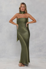 Satin Neck Scarf Olive Green