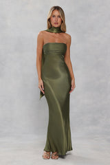 Satin Neck Scarf Olive Green