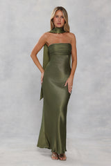 Satin Neck Scarf Olive Green