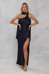 Satin Neck Scarf Navy
