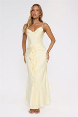 Smiling Sunrays Satin Maxi Dress Yellow