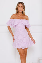 Lovely Lines Off Shoulder Mini Dress Lilac