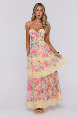 Spark Joy Strapless Maxi Dress Yellow