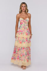 Spark Joy Strapless Maxi Dress Yellow