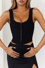 Charm Of Mine Bandage Corset Crop Top Black