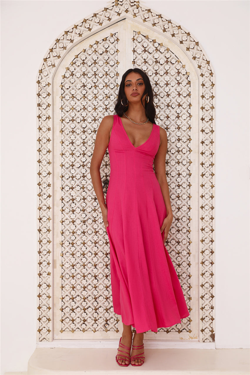 Dusk Soiree Midi Dress Pink