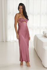 Up And Downs Satin Maxi Dress Rose