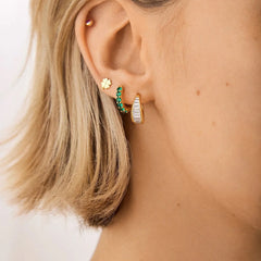 18K Gold Birthstone Huggie Earrings - Blue Zircon