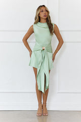 Coastal Romance Satin Mini Dress Green
