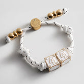 Block Party Varsity Number Custom Bracelet - White Double Digit