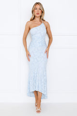 Empowered Girl One Shoulder Maxi Dress Blue