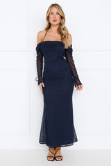 One Stylish Moment Off Shoulder Maxi Dress Navy