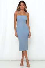 Inhaling Confidence Midi Dress Blue