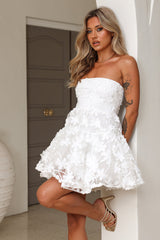 Here She Comes Tulle Mini Dress White