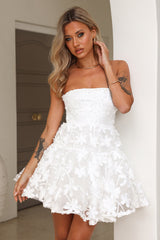 Here She Comes Tulle Mini Dress White