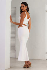 Where Did You Go Ribbed Maxi Skirt White
