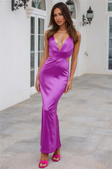 Sunset Views Satin Midi Dress Purple