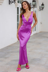 Sunset Views Satin Midi Dress Purple