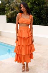 Hour To Shine Midi Skirt Orange