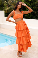 Hour To Shine Midi Skirt Orange