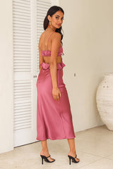 Cherishing Moments Satin Maxi Dress Pink