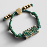 Block Party Varsity Number Custom Bracelet - Dark Green Double Digit