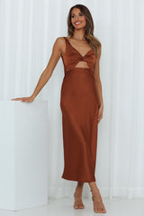 Long Phone Calls Midi Dress Brown