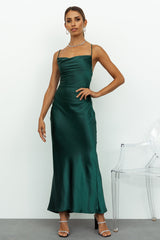 Kissin All Night Satin Maxi Dress Teal