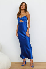 Curious Heart Satin Maxi Dress Royal Blue