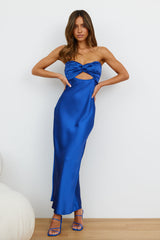 Curious Heart Satin Maxi Dress Royal Blue