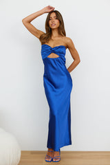 Curious Heart Satin Maxi Dress Royal Blue