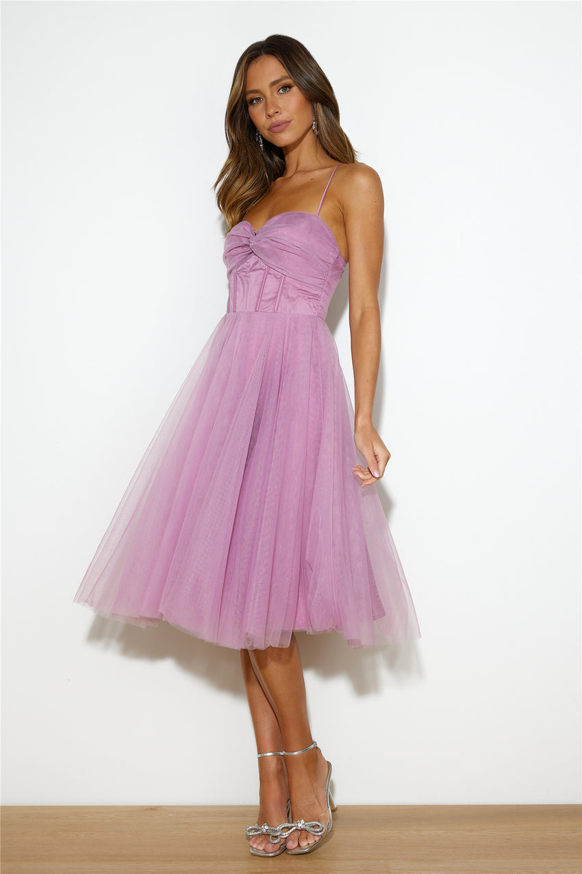 Glam Feeling Tulle Midi Dress Pink
