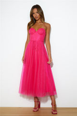 Glitter Sprinkle Midi Dress Fuchsia