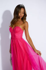 Glitter Sprinkle Midi Dress Fuchsia