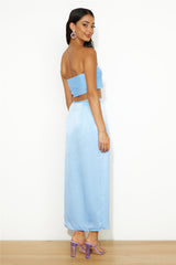 Nights In Silk Satin Maxi Skirt Blue