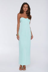 The Pretty Way Plisse Strapless Maxi Dress Aqua
