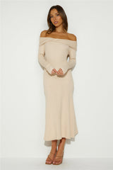Unfolding Adventure Midi Dress Beige