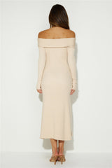 Unfolding Adventure Midi Dress Beige