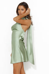 Luxe Arrival Satin Mini Dress Sage