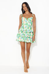Running Errands Frill Mini Dress Green