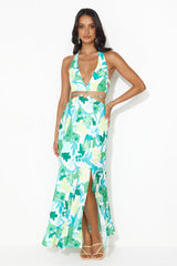 Paradise Island Halter Maxi Dress Green