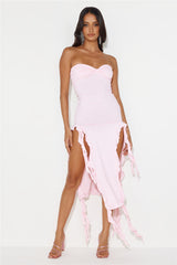 All The Frills Strapless Midi Dress Light Pink
