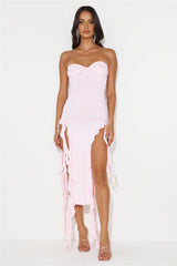 All The Frills Strapless Midi Dress Light Pink