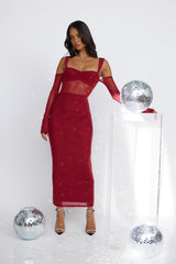 RUNAWAY Lamoura Midi Dress Wine