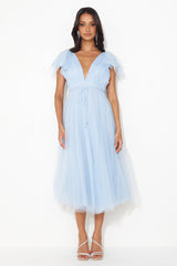 Bells Are Ringing Tulle Midi Dress Blue
