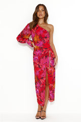 RUNAWAY Kana Midi Dress Romelly Pink