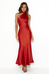 Glistening Star Satin Maxi Dress Burgundy