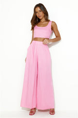 From The Sea Linen Crop Top Pink