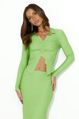 Be Sleek Long Sleeve Crop Top Green